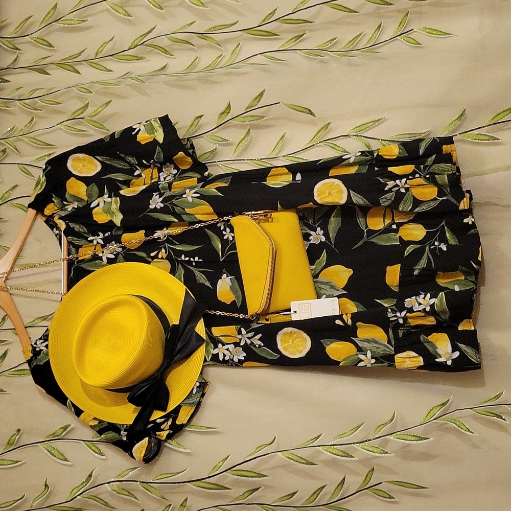 Bright Lemon Sunhat with Black Bow